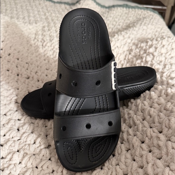 CROCS Black Dual-Strap Slide Sandals - Picture 2 of 4